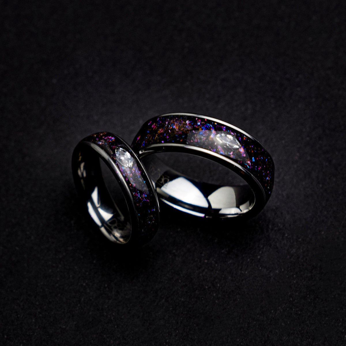 his and hers, mens wedding band, couples, cubic zirconia, diamond, matching ring set, mens ring set, wedding band set, colorful, ring, - Decazi