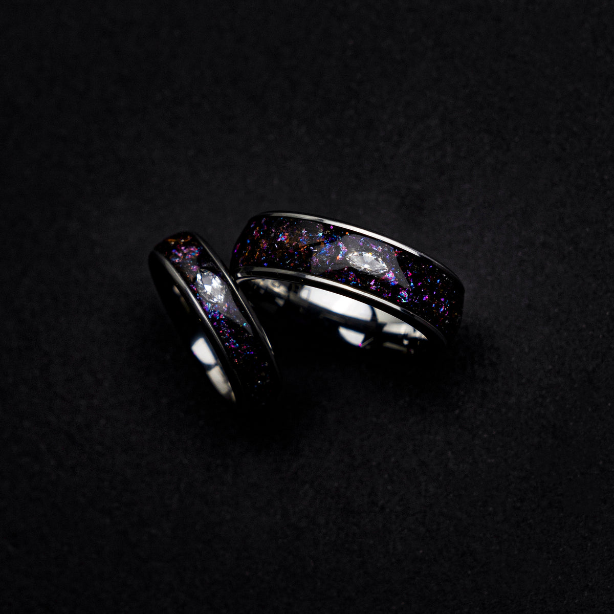 his and hers, mens wedding band, couples, cubic zirconia, diamond, matching ring set, mens ring set, wedding band set, colorful, ring, - Decazi