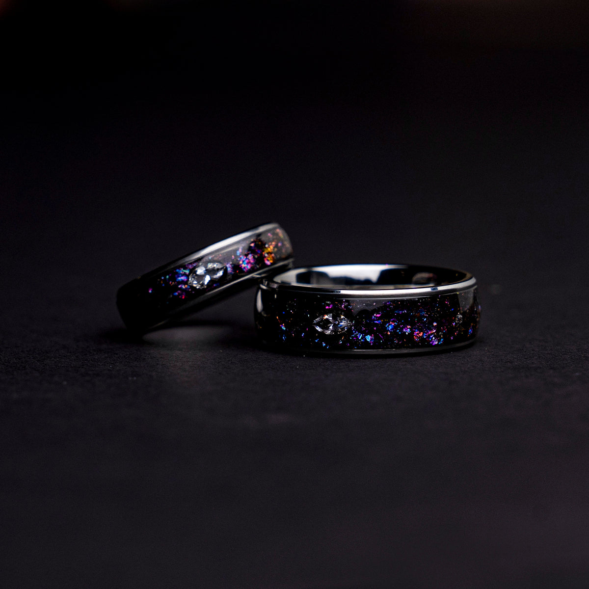 his and hers, mens wedding band, couples, cubic zirconia, diamond, matching ring set, mens ring set, wedding band set, colorful, ring, - Decazi