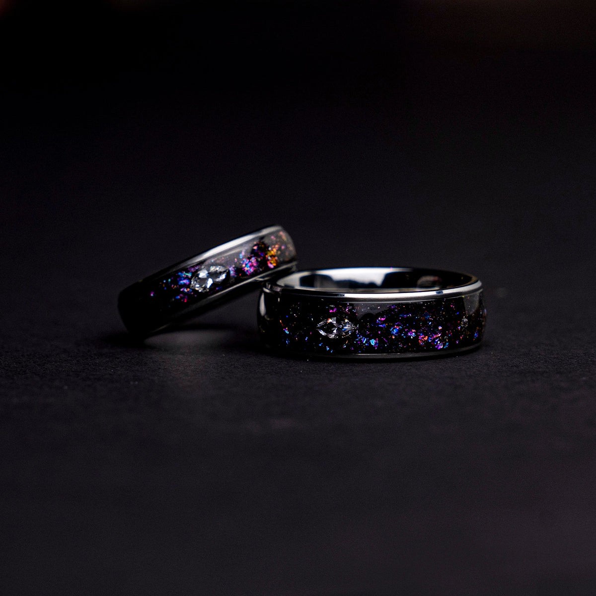 his and hers, mens wedding band, couples, cubic zirconia, diamond, matching ring set, mens ring set, wedding band set, colorful, ring, - Decazi