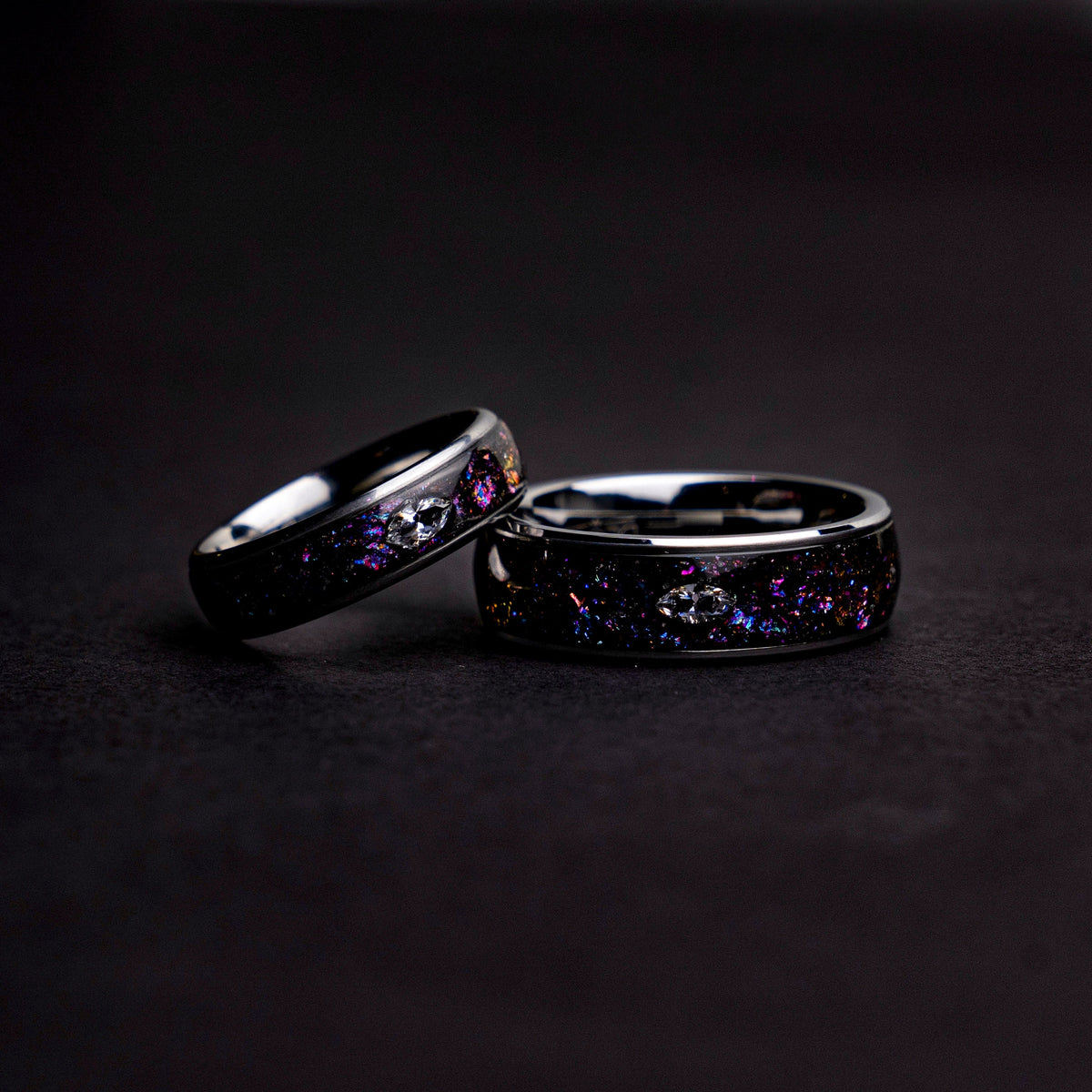 his and hers, mens wedding band, couples, cubic zirconia, diamond, matching ring set, mens ring set, wedding band set, colorful, ring, - Decazi