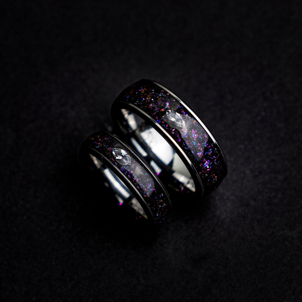 his and hers, mens wedding band, couples, cubic zirconia, diamond, matching ring set, mens ring set, wedding band set, colorful, ring, - Decazi