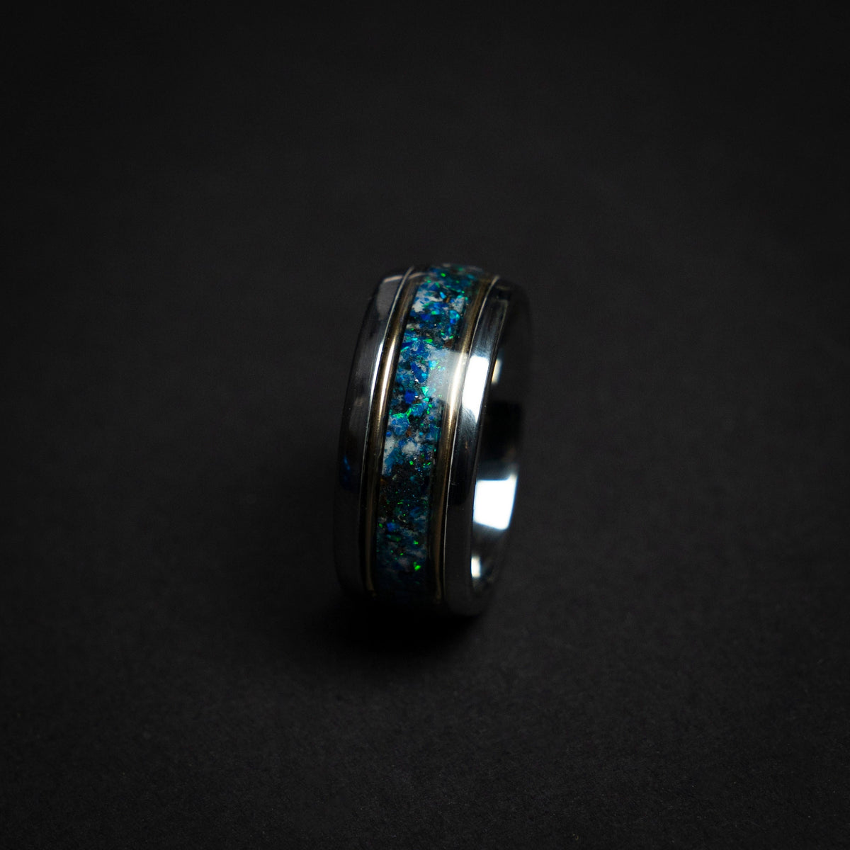 mens wedding band, mens ring, meteorite ring, mens wedding ring, mens engagement ring, meteorite ring men, 10mm ring, blue opal ring.