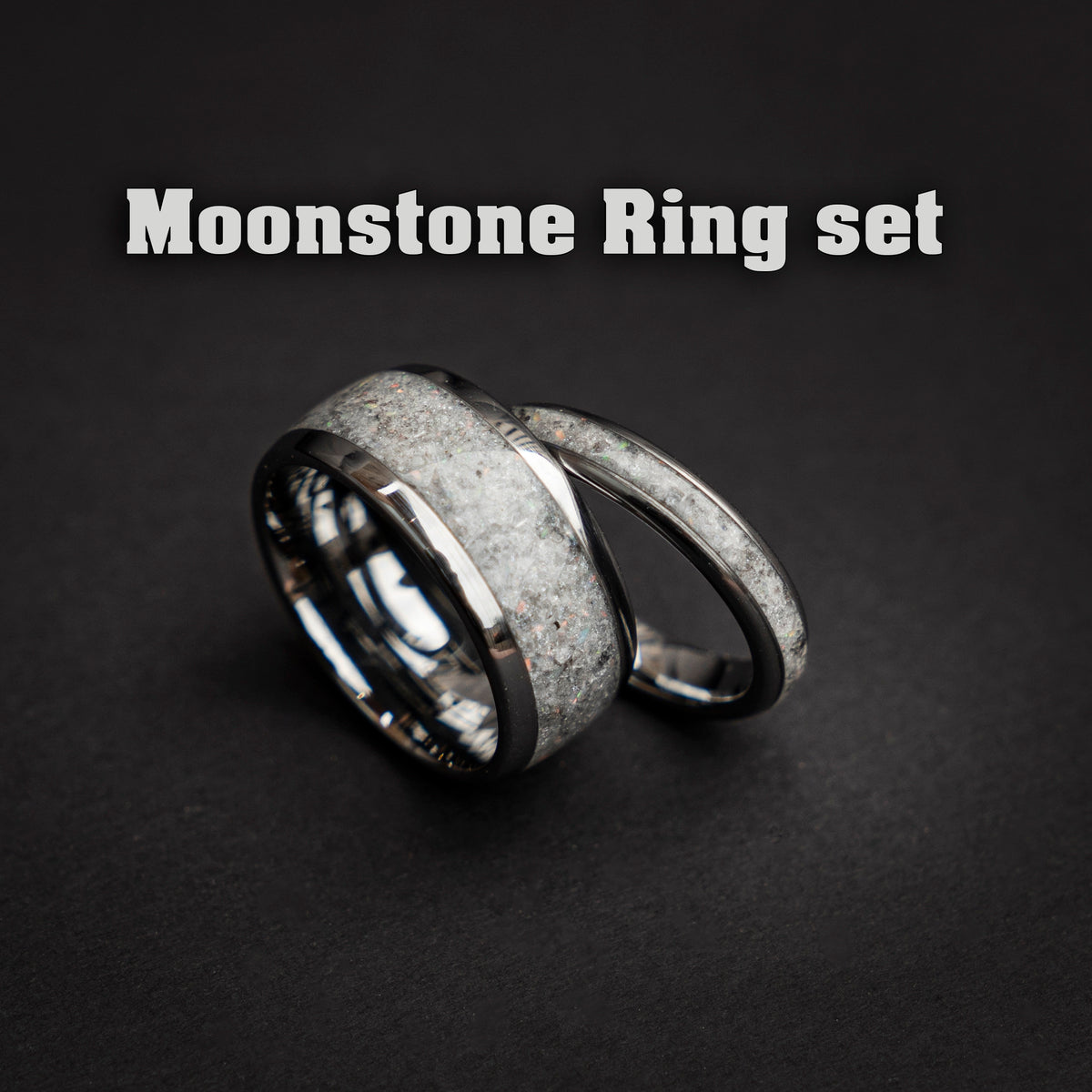 couples rings, rainbow moonstone ring, promise, his and hers rings, wedding ring set, matching rings, opal ring set, best friend rings, - Decazi