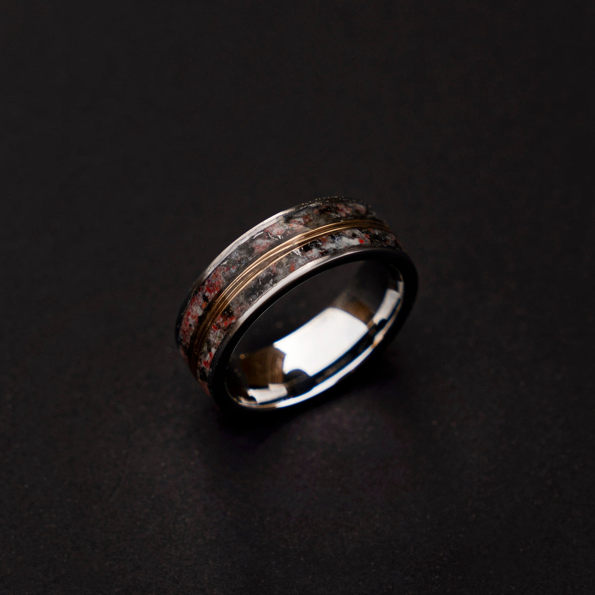 meteorite ring, Glow in the dark ring, glow ring, Gold tungsten ring, tungsten ring men, Lunar jewelry, mens wedding band, mens ring.