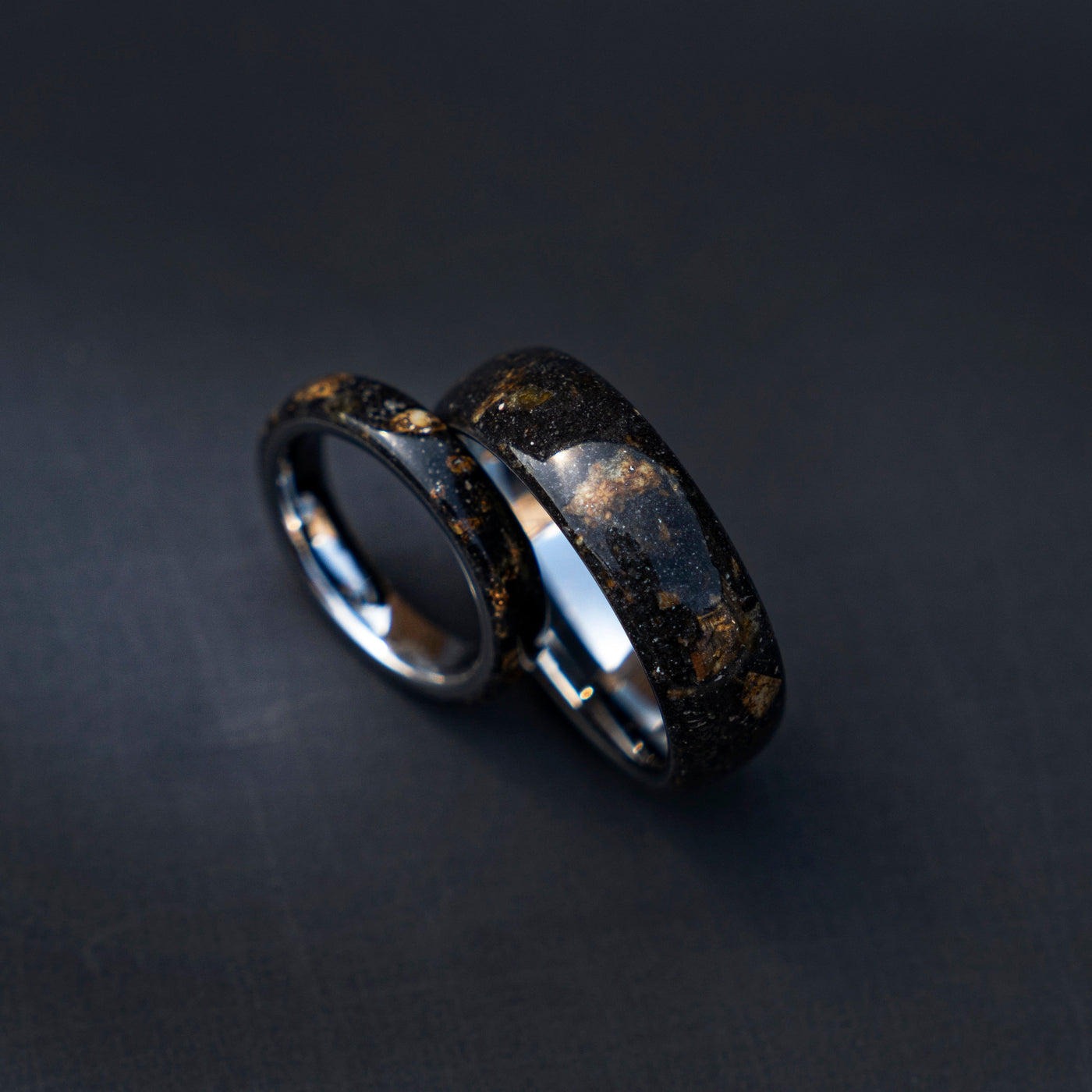 meteorite ring, Men's Meteorite Wedding Band, Lunar Jewelry for Him, Tungsten Anniversary Ring, Men's Durable Wedding Ring. - Decazi