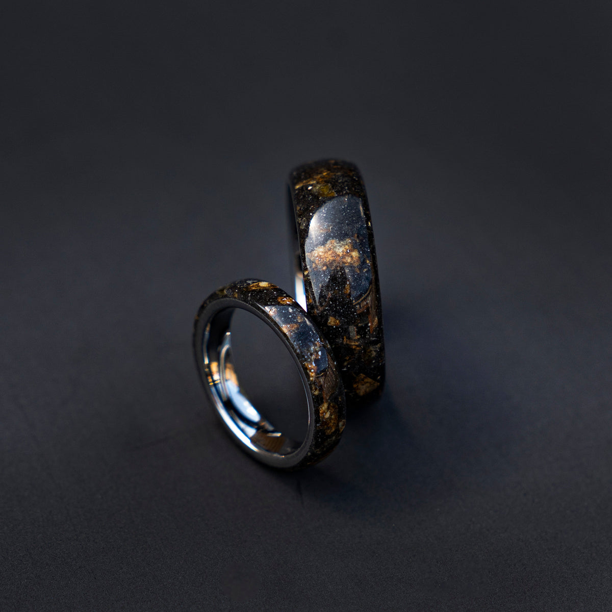 meteorite ring, Men's Meteorite Wedding Band, Lunar Jewelry for Him, Tungsten Anniversary Ring, Men's Durable Wedding Ring. - Decazi