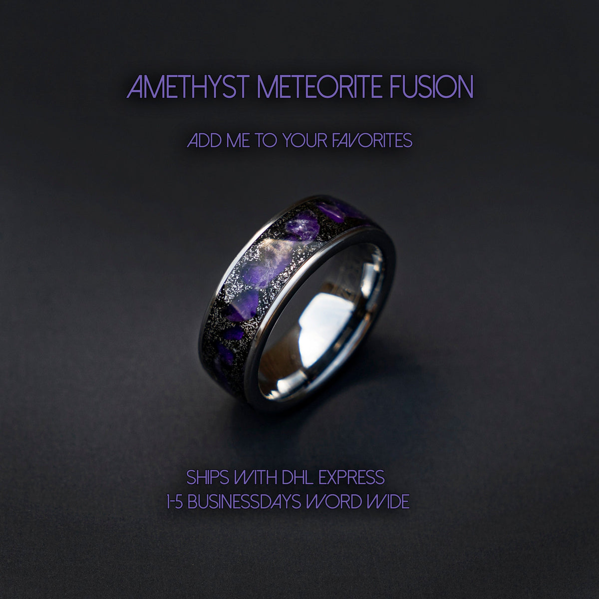 Amethyst ring, Mens tungsten ring, healing jewelry, Healing crystal ring, Amethyst jewelry, gift for grandma, Glowstone ring, moldavite ring - Decazi