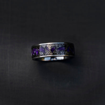 Amethyst ring, Mens tungsten ring, healing jewelry, Healing crystal ring, Amethyst jewelry, gift for grandma, Glowstone ring, moldavite ring - Decazi