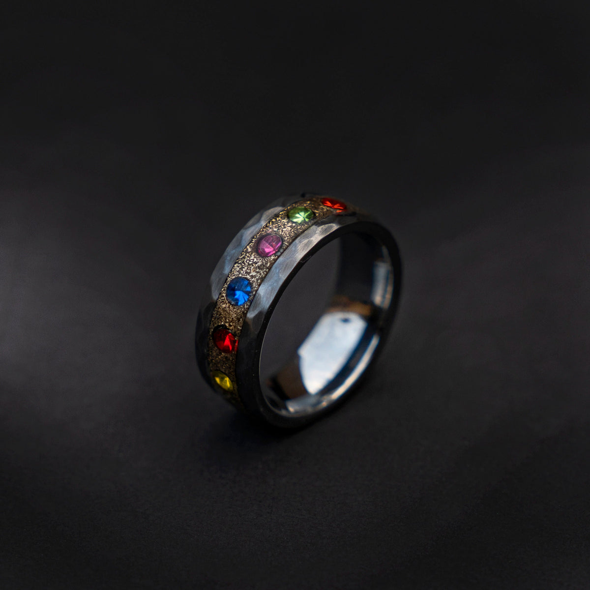 The Six Infinity Stones Mens Ring, Comic Book Inspired Cubic Zirconia Ring, Tungsten Engagement Ring, Superhero Jewelry, Anime Fan Art Gift - Decazi