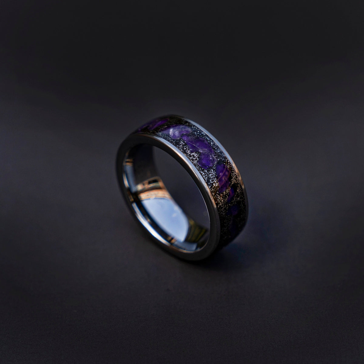 Amethyst ring, Mens tungsten ring, healing jewelry, Healing crystal ring, Amethyst jewelry, gift for grandma, Glowstone ring, moldavite ring - Decazi