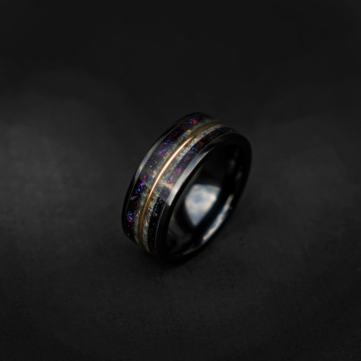 Galaxy opal ring with rainbow moonstone and 18K gold wire, Moonstone Tungsten Ring, moon ring, Rainbow moonstone,  moonstone, cool mens ring - Decazi