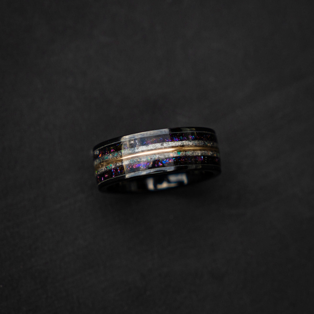 Galaxy opal ring with rainbow moonstone and 18K gold wire, Moonstone Tungsten Ring, moon ring, Rainbow moonstone,  moonstone, cool mens ring - Decazi
