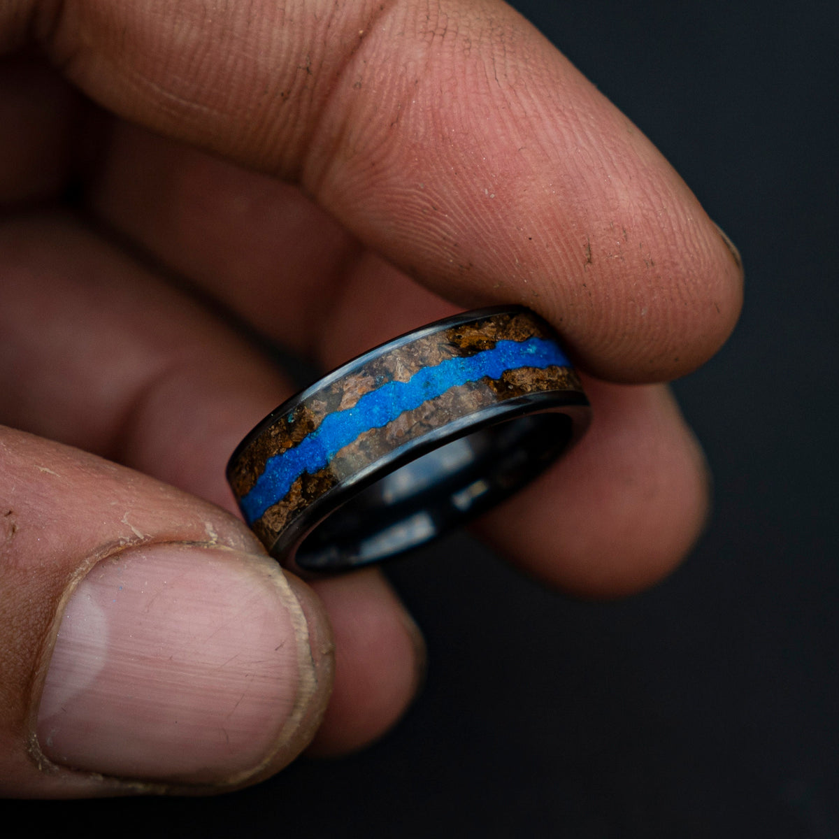 Velociraptor ring with blue opal glow in the dark,  engagement ring, mens ring, handmade wedding band, mens wedding band - Decazi