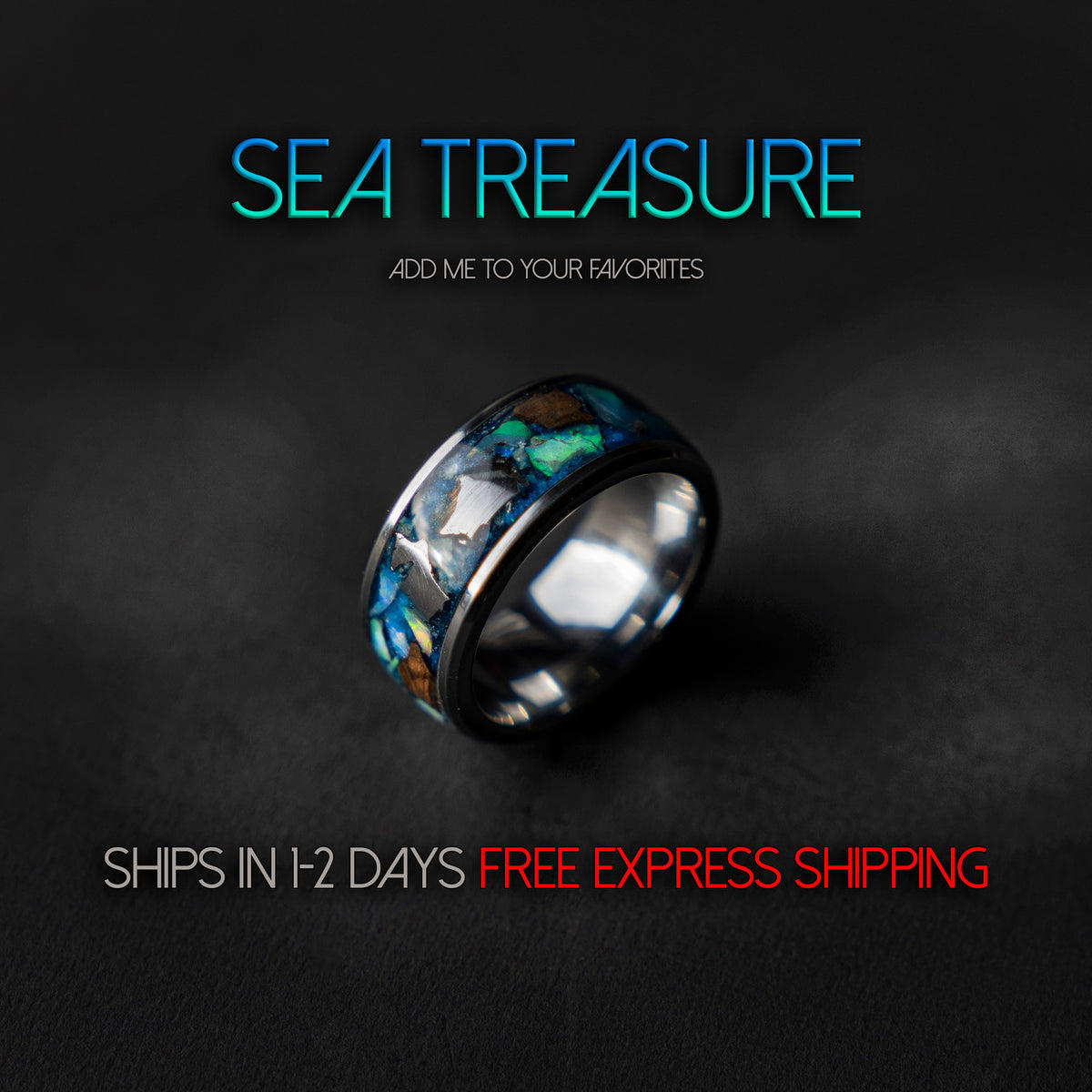 Campo del cielo meteorite with Dinosaur bone and Ethiopian opal, Mens wedding band, opal engagement ring, glow in the dark ring, glowstone. - Decazi
