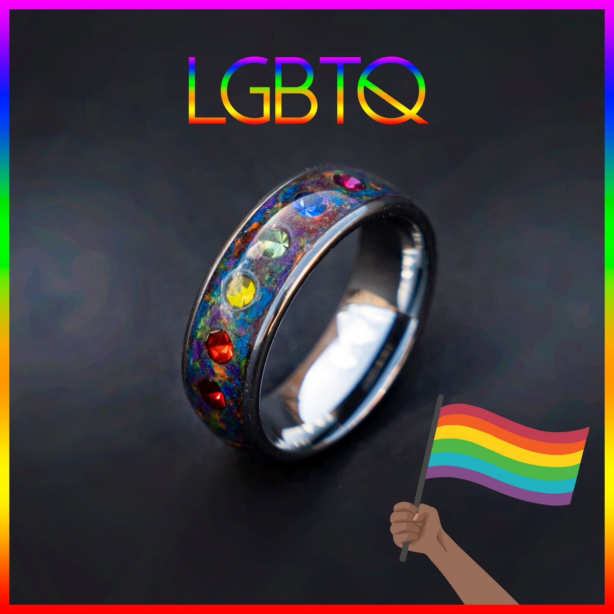 LGBTQ rings, LGBTQ Glow in the dark ring, LGBTQ pin, Cubic Zirconia Ring, Tungsten Engagement Ring, queer jewelry | Decazi - Decazi