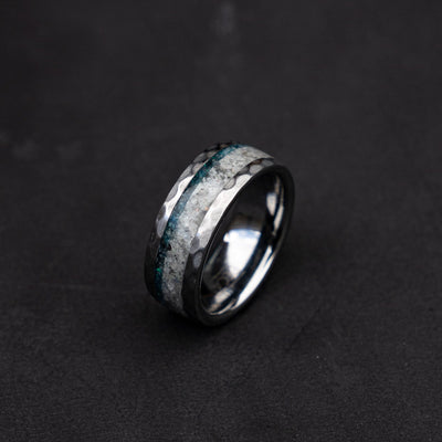 Handmade wedding band with moonstone and Aquamarine, mens wedding band, faceted ring, mens ring, aquamarine ring | Decazi - Decazi