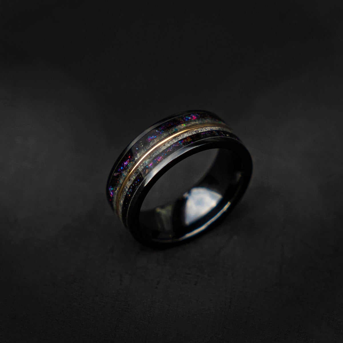 Galaxy opal ring with rainbow moonstone and 18K gold wire, Moonstone Tungsten Ring, moon ring, Rainbow moonstone,  moonstone, cool mens ring - Decazi