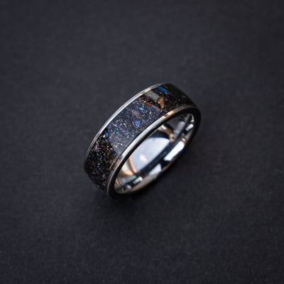 Meteorite galaxy space ring, Meteorite ring, Tungsten ring, Space ring, Promise rings, Meteorite ring men, Handmade jewelry, Everyday ring