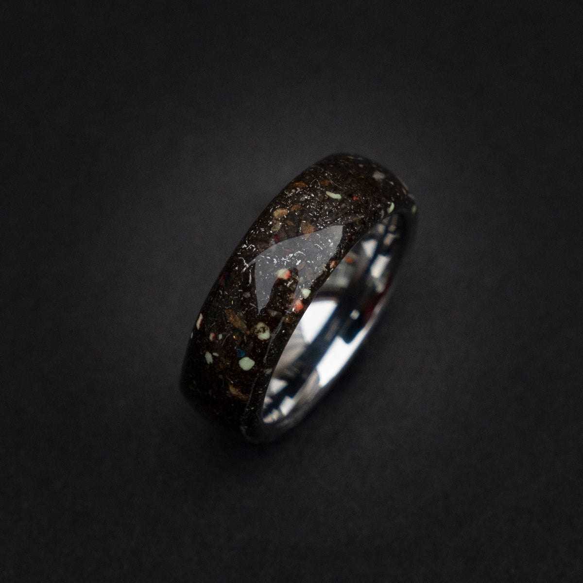 Meteorite ring, Space ring, Glow ring, Men's Meteorite Wedding Band, Unique wedding band, Men's Durable Wedding Ring,LunarJewelryforHim