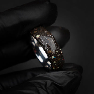 Meteorite ring, Space ring, Glow ring, Men's Meteorite Wedding Band, Unique wedding band, Men's Durable Wedding Ring,LunarJewelryforHim