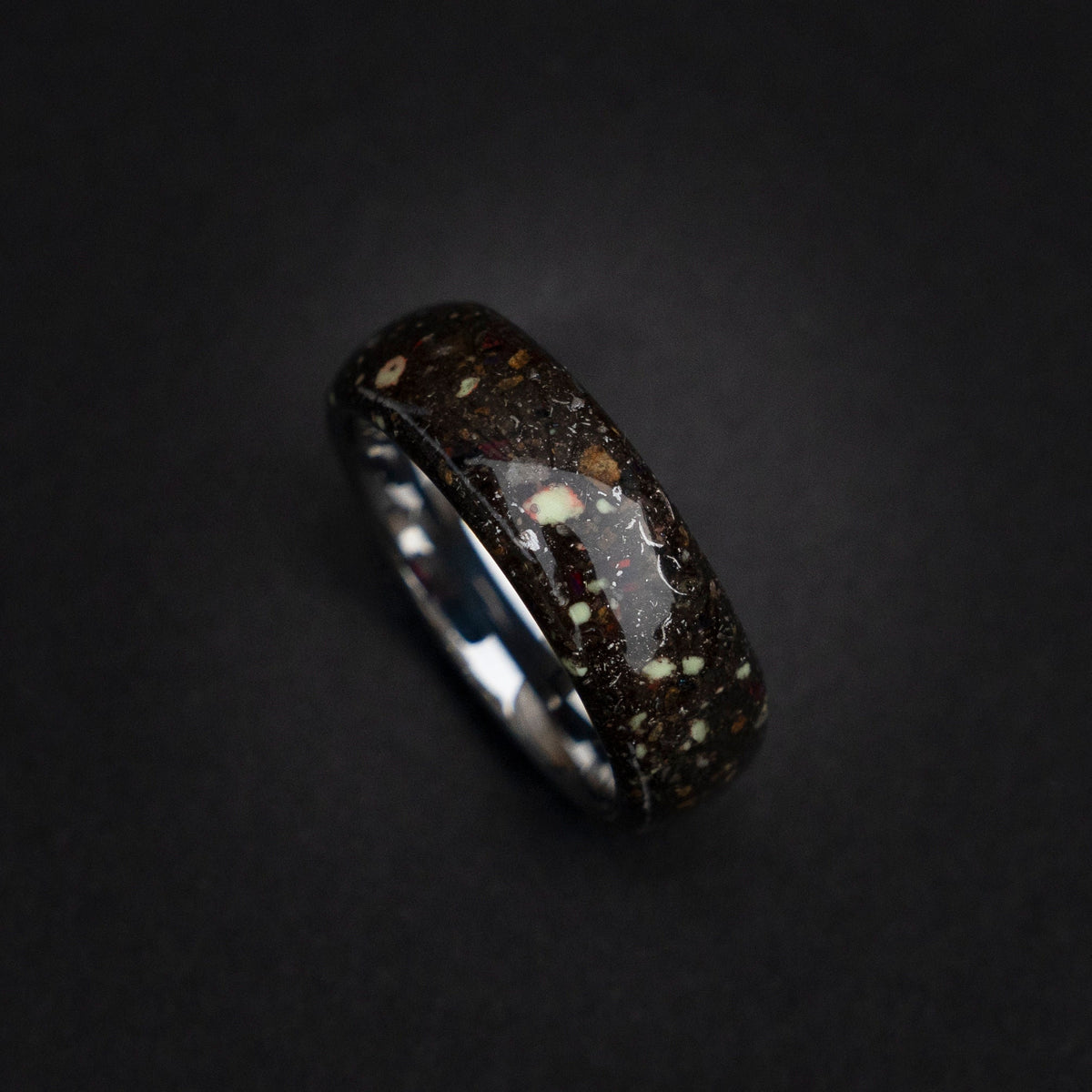 Meteorite ring, Space ring, Glow ring, Men's Meteorite Wedding Band, Unique wedding band, Men's Durable Wedding Ring,LunarJewelryforHim