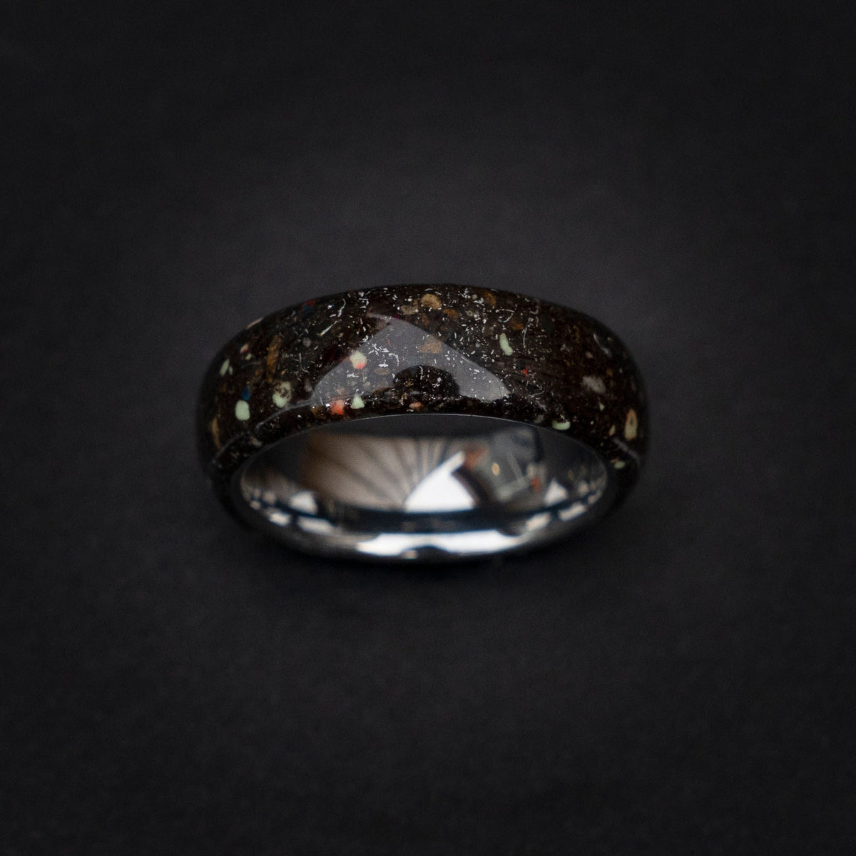 Meteorite ring, Space ring, Glow ring, Men's Meteorite Wedding Band, Unique wedding band, Men's Durable Wedding Ring,LunarJewelryforHim