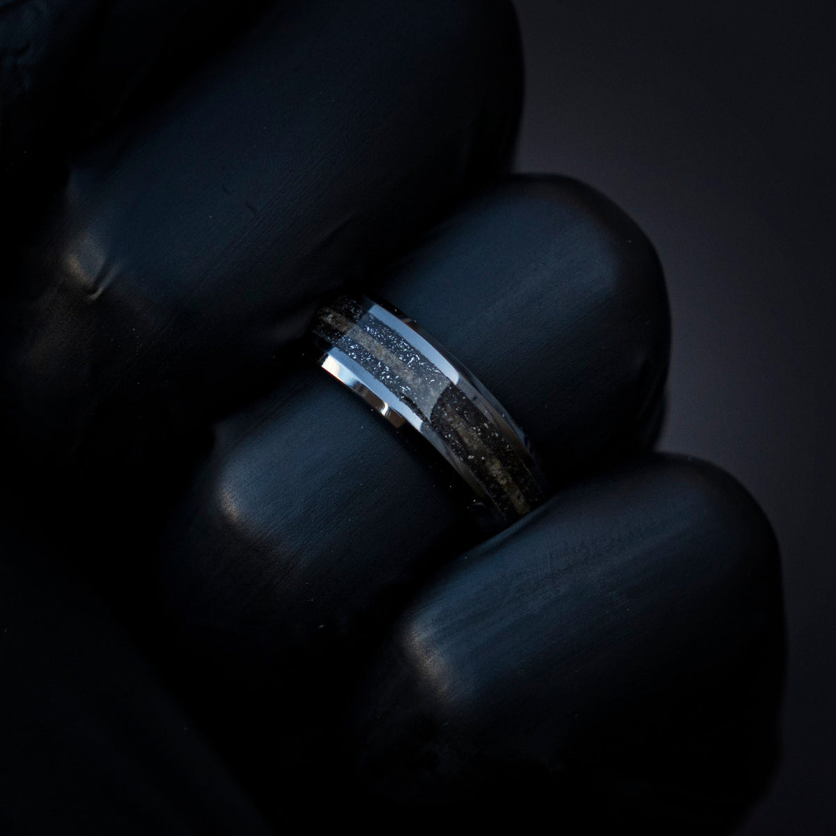 His & Hers Minimalist Crystal Wedding Ring, Tungsten Thumb Ring for Him, Men's Meteorite Jewelry, Unique Meteorite with Opal Wedding Band
