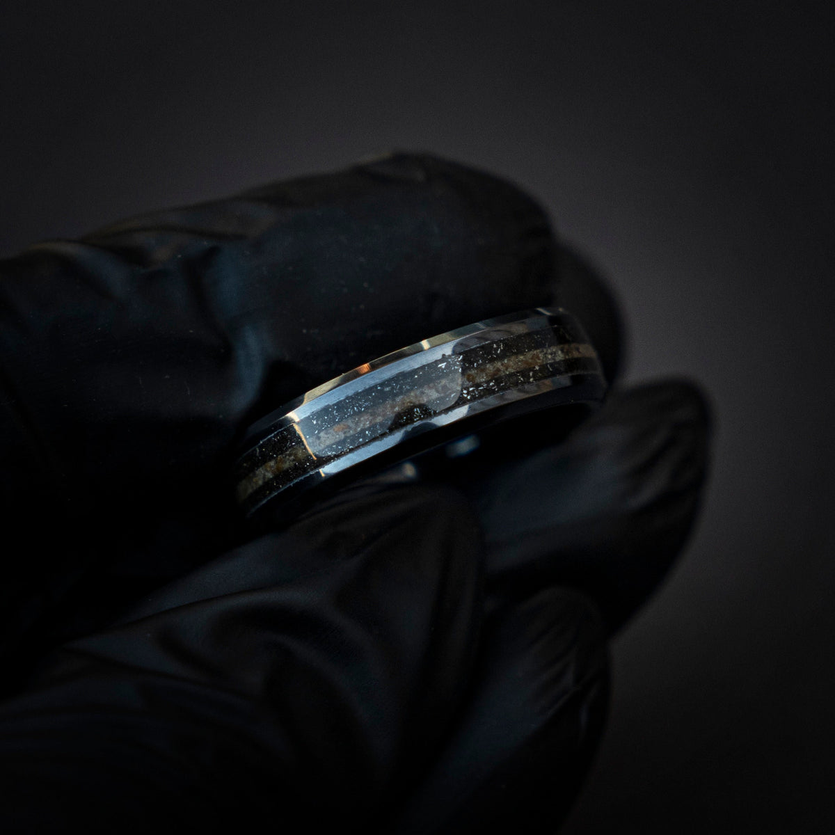 His & Hers Minimalist Crystal Wedding Ring, Tungsten Thumb Ring for Him, Men's Meteorite Jewelry, Unique Meteorite with Opal Wedding Band