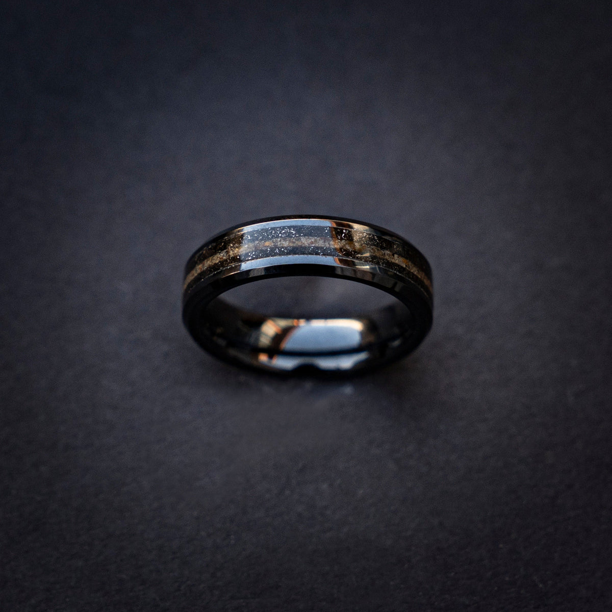 His & Hers Minimalist Crystal Wedding Ring, Tungsten Thumb Ring for Him, Men's Meteorite Jewelry, Unique Meteorite with Opal Wedding Band