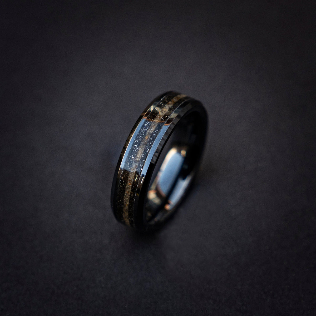 His & Hers Minimalist Crystal Wedding Ring, Tungsten Thumb Ring for Him, Men's Meteorite Jewelry, Unique Meteorite with Opal Wedding Band