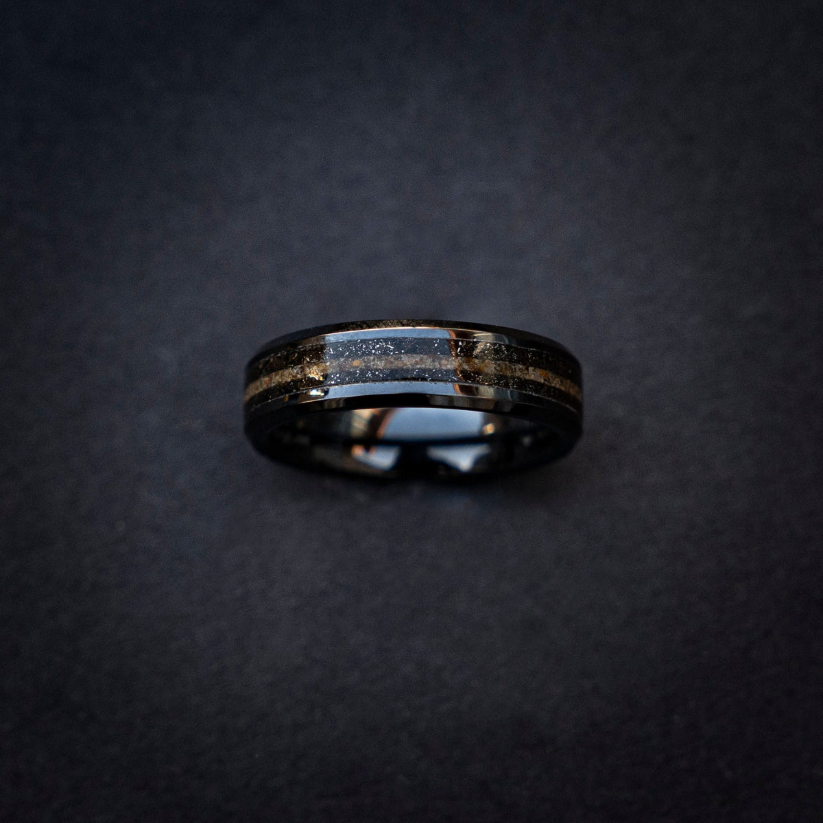 His & Hers Minimalist Crystal Wedding Ring, Tungsten Thumb Ring for Him, Men's Meteorite Jewelry, Unique Meteorite with Opal Wedding Band