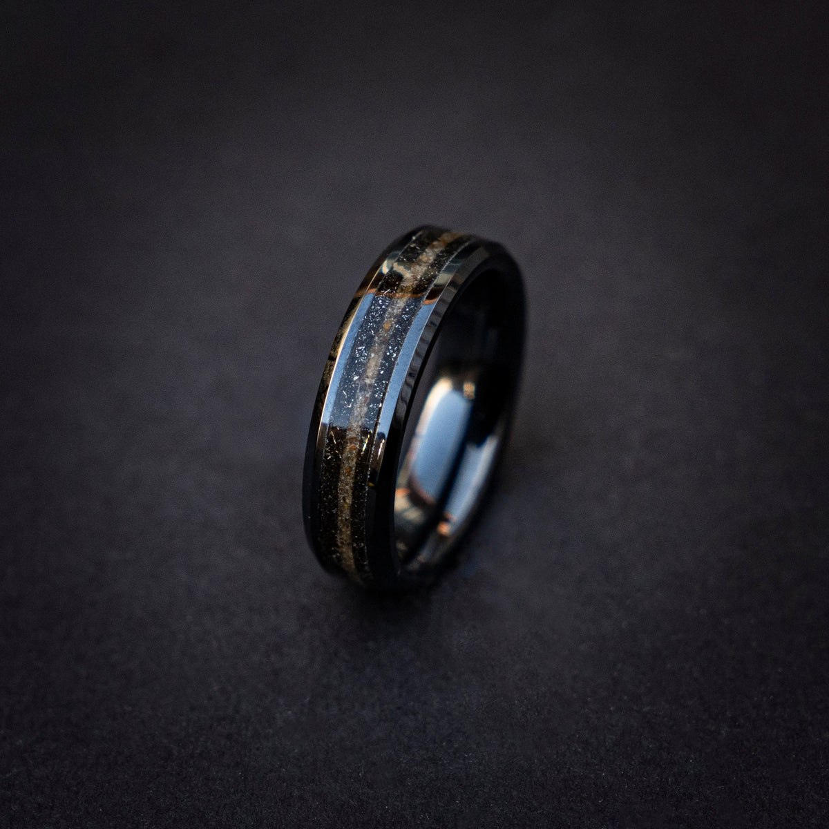 His & Hers Minimalist Crystal Wedding Ring, Tungsten Thumb Ring for Him, Men's Meteorite Jewelry, Unique Meteorite with Opal Wedding Band