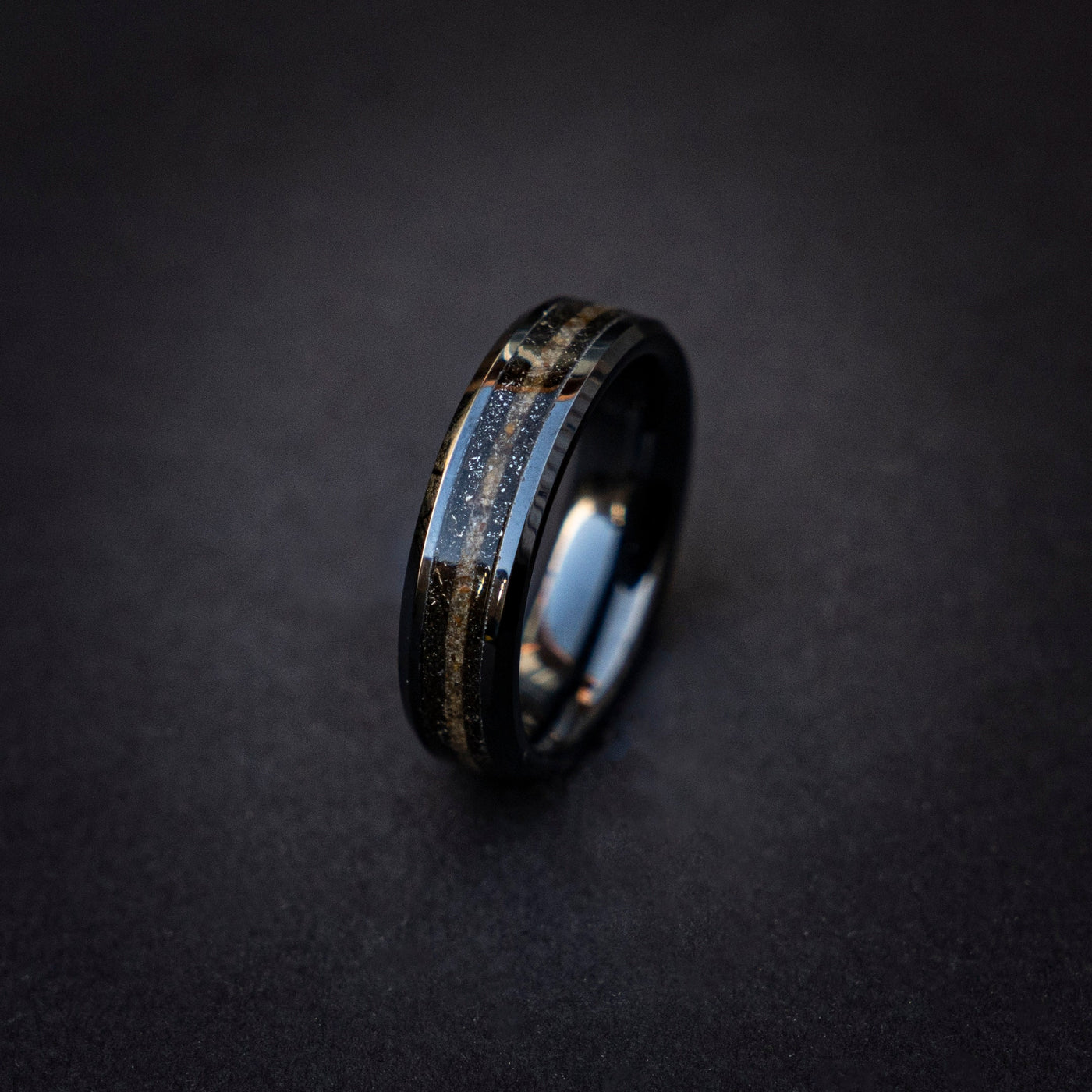 His & Hers Minimalist Crystal Wedding Ring, Tungsten Thumb Ring for Him, Men's Meteorite Jewelry, Unique Meteorite with Opal Wedding Band