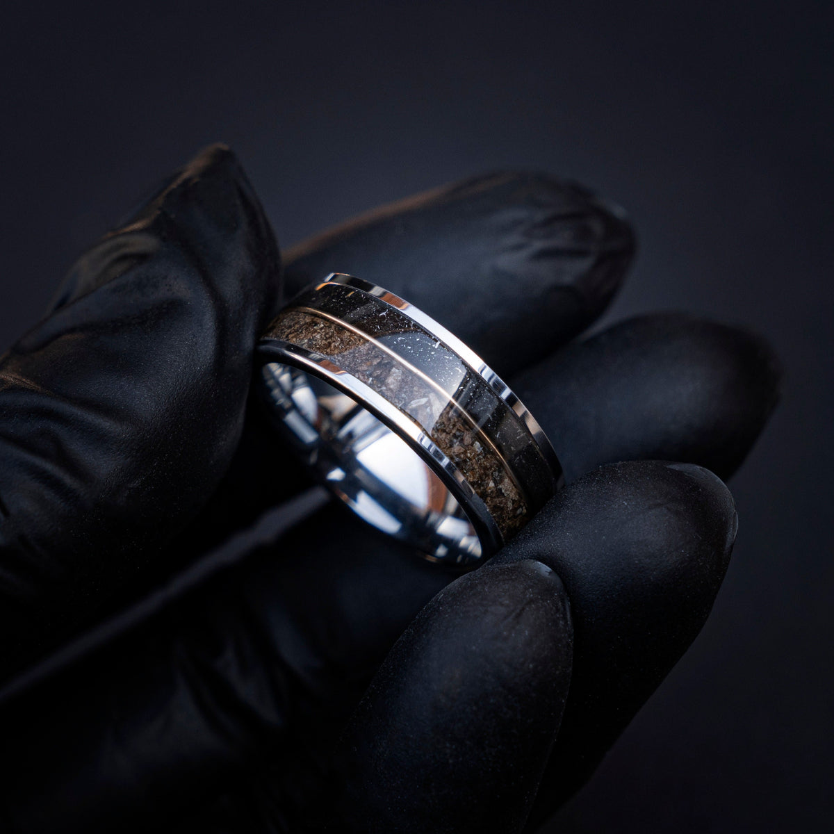 T-rex Dinosaur bone meteorite engagement ring, meteorite ring, mens ring, meteorite ring, dinosaur ring, unique ring, handmade jewelry