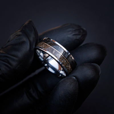 T-rex Dinosaur bone meteorite engagement ring, meteorite ring, mens ring, meteorite ring, dinosaur ring, unique ring, handmade jewelry