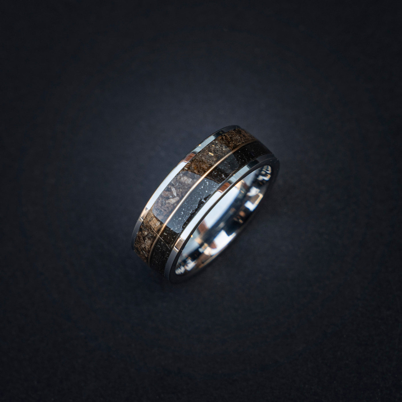 T-rex Dinosaur bone meteorite engagement ring, meteorite ring, mens ring, meteorite ring, dinosaur ring, unique ring, handmade jewelry