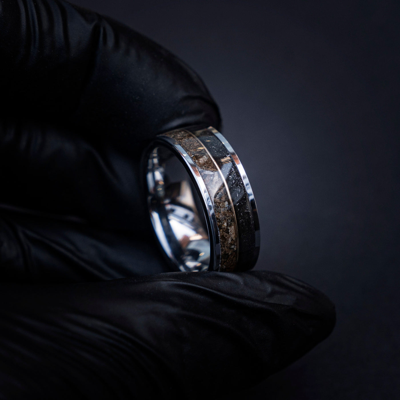 T-rex Dinosaur bone meteorite engagement ring, meteorite ring, mens ring, meteorite ring, dinosaur ring, unique ring, handmade jewelry