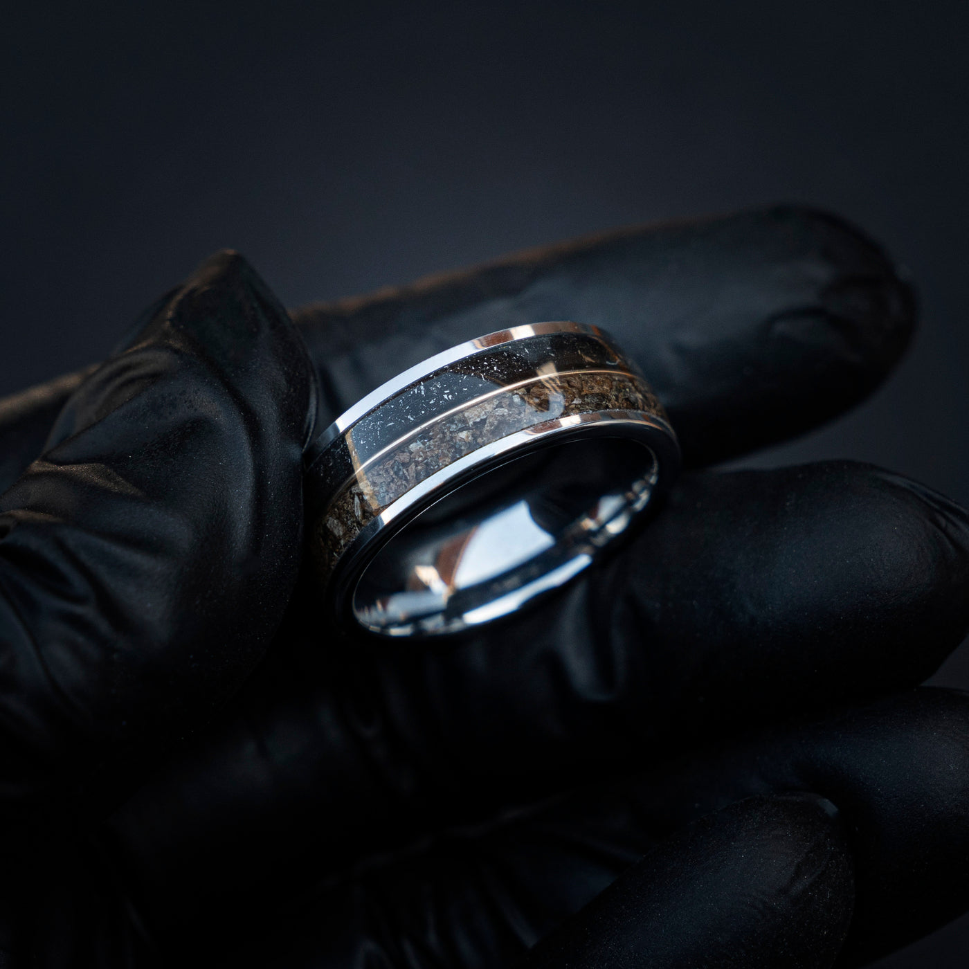 T-rex Dinosaur bone meteorite engagement ring, meteorite ring, mens ring, meteorite ring, dinosaur ring, unique ring, handmade jewelry