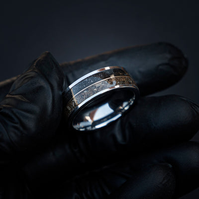 T-rex Dinosaur bone meteorite engagement ring, meteorite ring, mens ring, meteorite ring, dinosaur ring, unique ring, handmade jewelry