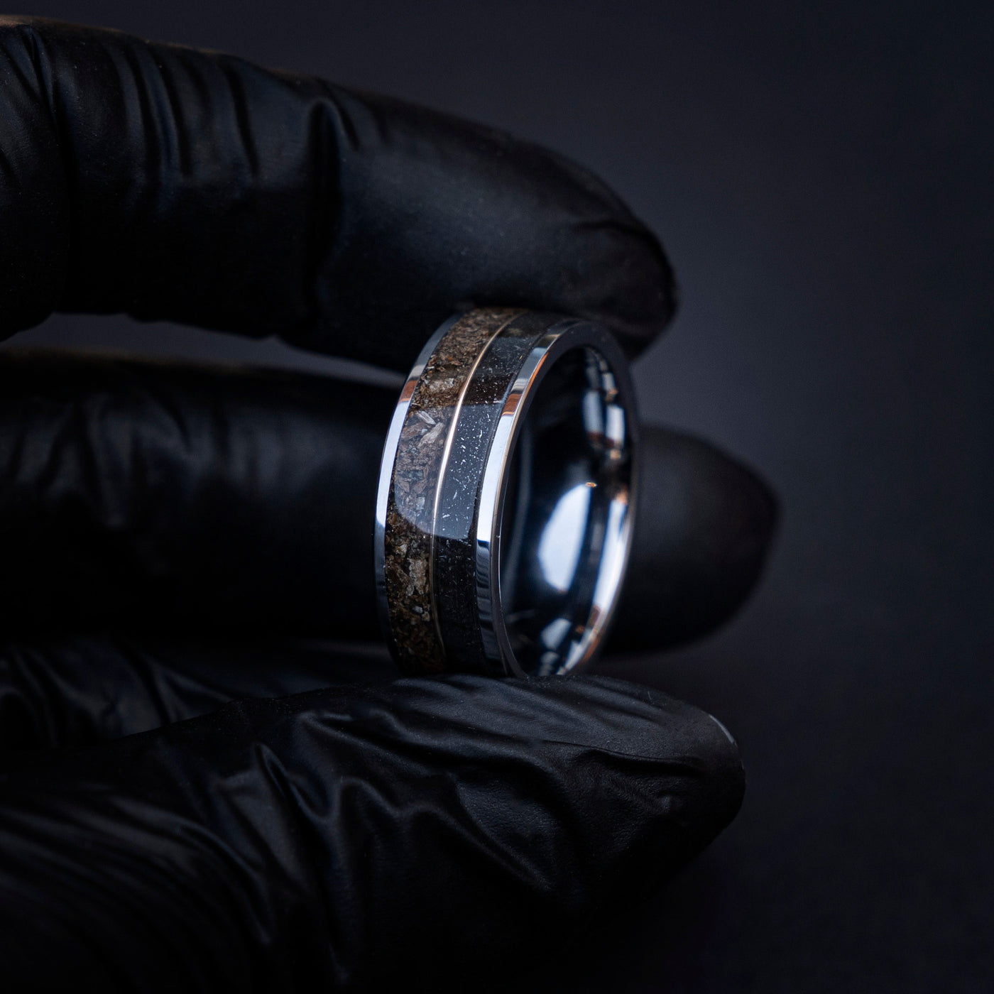 T-rex Dinosaur bone meteorite engagement ring, meteorite ring, mens ring, meteorite ring, dinosaur ring, unique ring, handmade jewelry