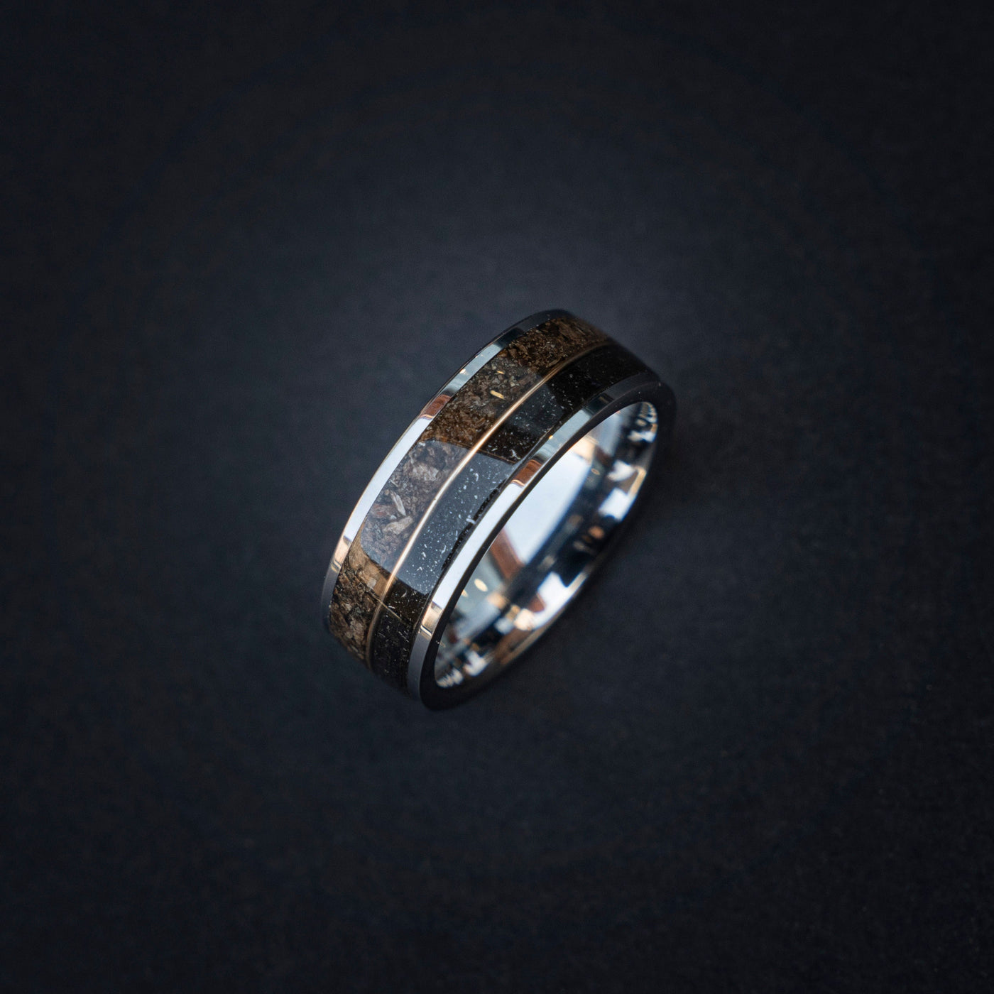 T-rex Dinosaur bone meteorite engagement ring, meteorite ring, mens ring, meteorite ring, dinosaur ring, unique ring, handmade jewelry