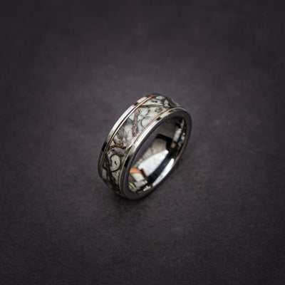 Velociraptor/Trex Dinosaur bone ring, meteorite, handmade jewelry, mens wedding band, tungsten wedding band, unique ring | Decazi