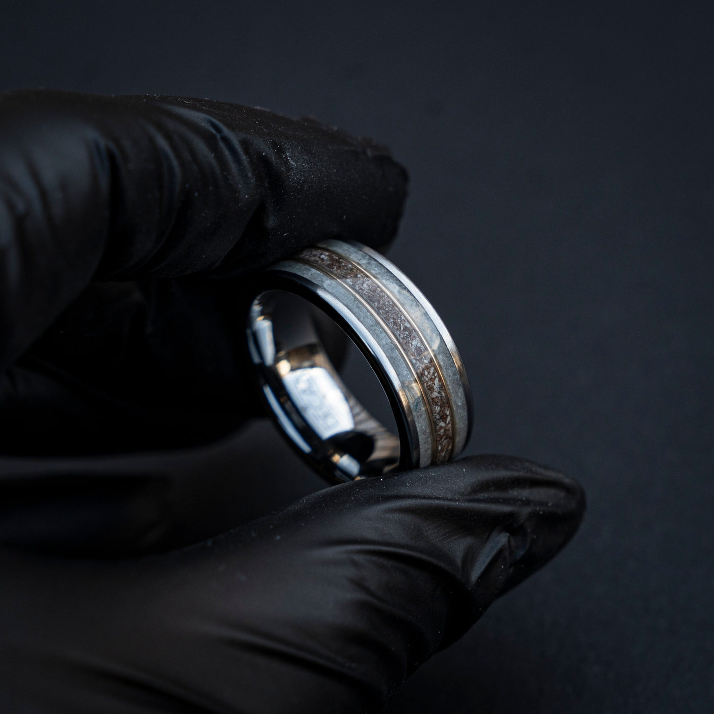 Trex Dinosaur Bone Moonstone Tungsten Ring, moon ring, Rainbow moonstone, Gemstone ring, Glow In The Dark, Men's Wedding Band, Tungsten Band