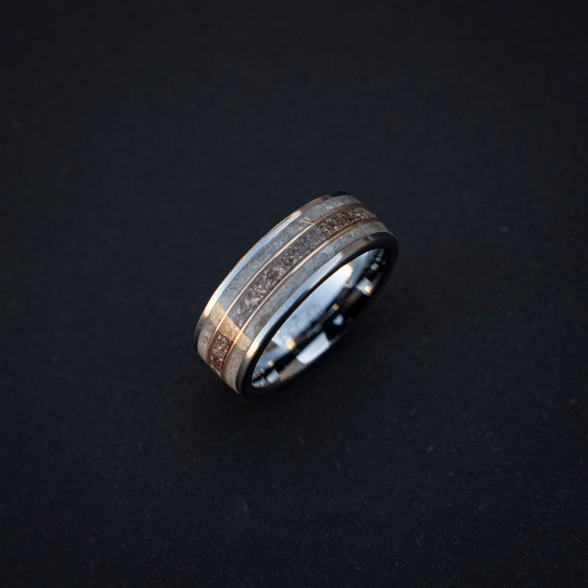 Trex Dinosaur Bone Moonstone Tungsten Ring, moon ring, Rainbow moonstone, Gemstone ring, Glow In The Dark, Men's Wedding Band, Tungsten Band