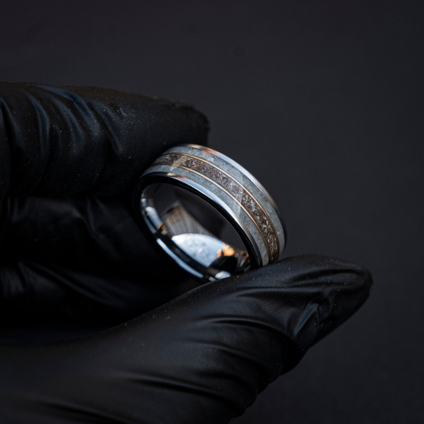 Trex Dinosaur Bone Moonstone Tungsten Ring, moon ring, Rainbow moonstone, Gemstone ring, Glow In The Dark, Men's Wedding Band, Tungsten Band