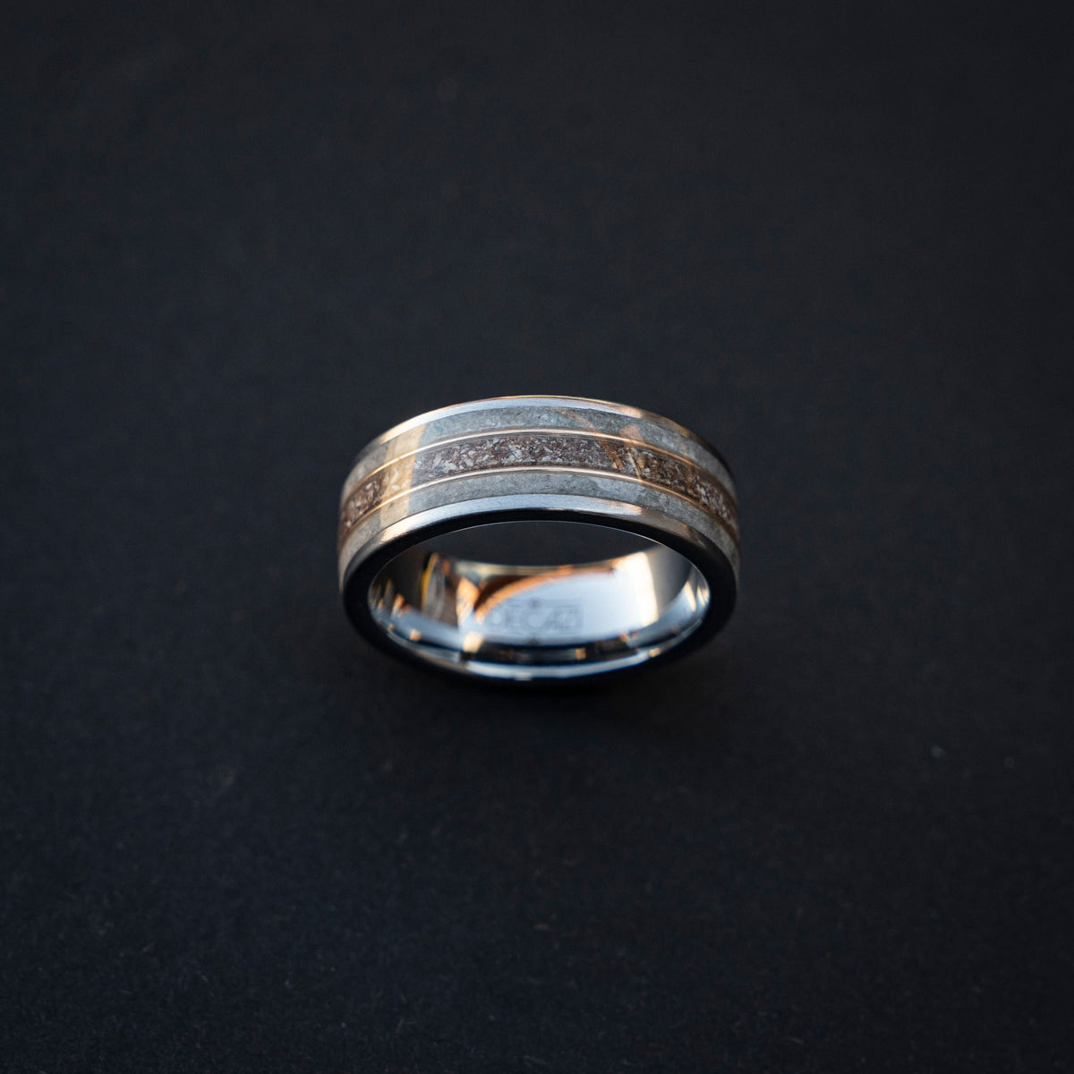 Trex Dinosaur Bone Moonstone Tungsten Ring, moon ring, Rainbow moonstone, Gemstone ring, Glow In The Dark, Men's Wedding Band, Tungsten Band