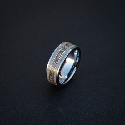 Trex Dinosaur Bone Moonstone Tungsten Ring, moon ring, Rainbow moonstone, Gemstone ring, Glow In The Dark, Men's Wedding Band, Tungsten Band