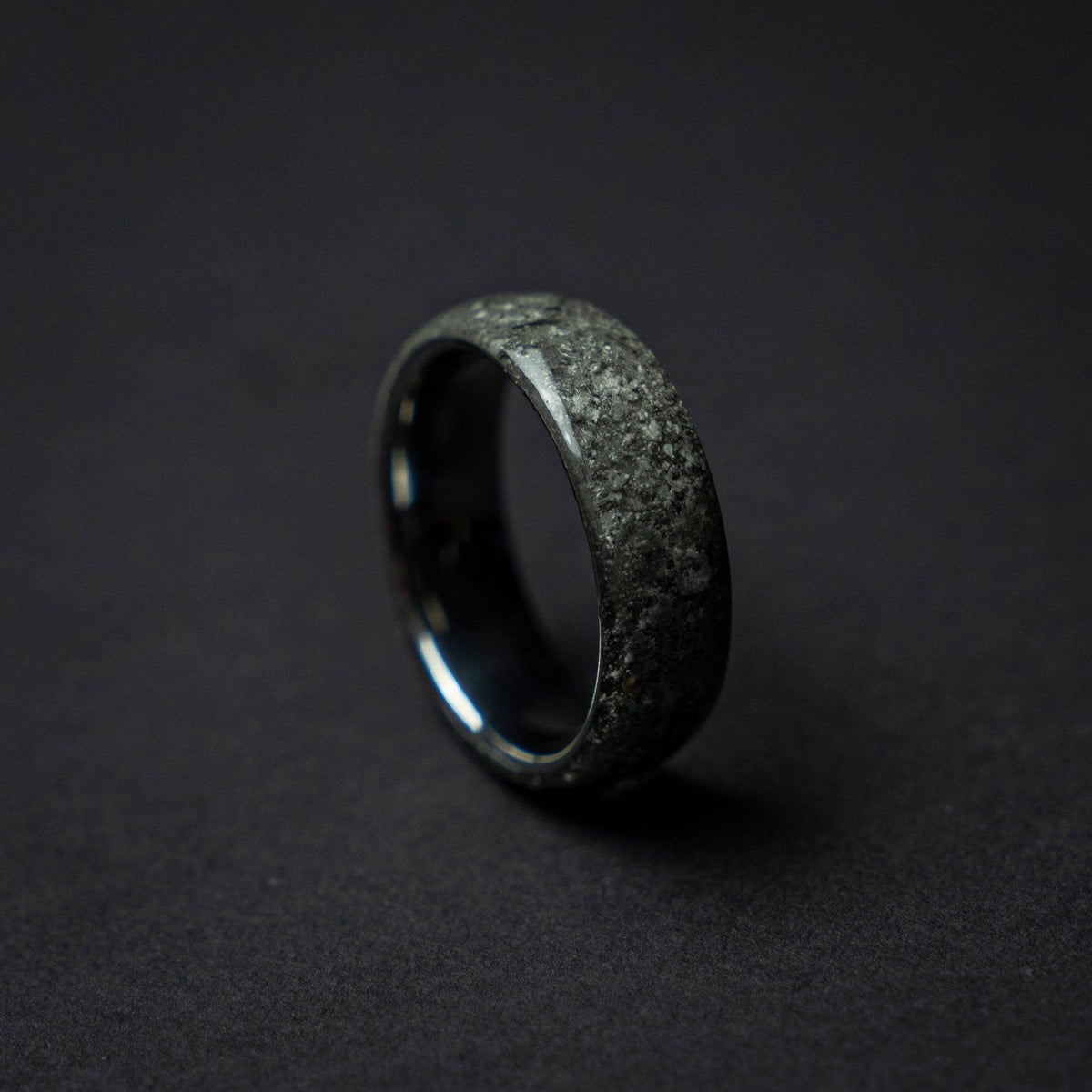 Lunar Meteorite Domed Tungsten Ring