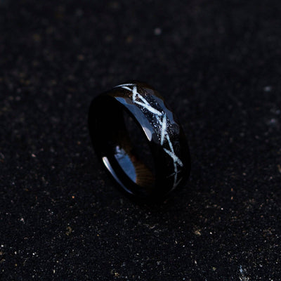 Marvel Venom Black Hammerd ceramic ring, wedding, mens wedding band, opal ring, meteorite, meteorite ring, ceramic ring.